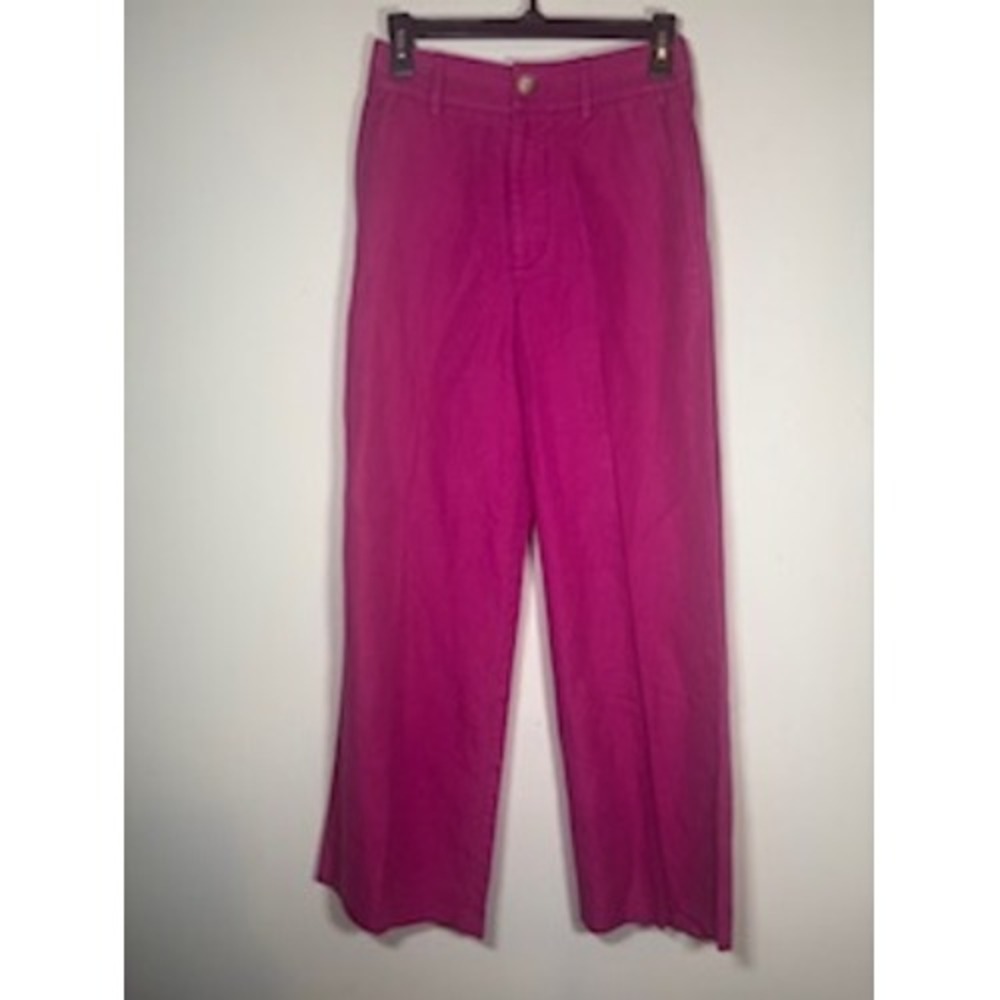 Polo Ralph Lauren Magenta Pink Linen Blend Wide Leg Pants 2 High‎ Rise Trousers